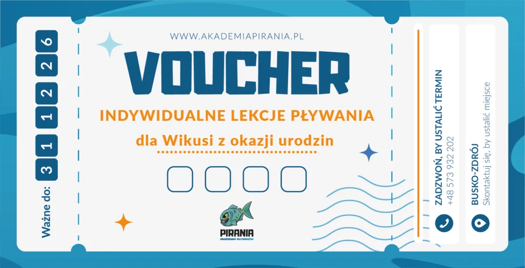 Duzy voucher piranii na 4 lekcje Imienny